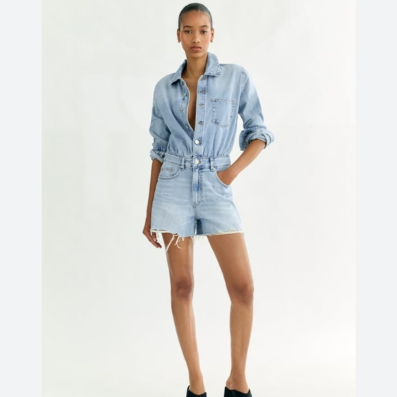 Zara Short Denim Jumpsuit - Picture 5 of 5